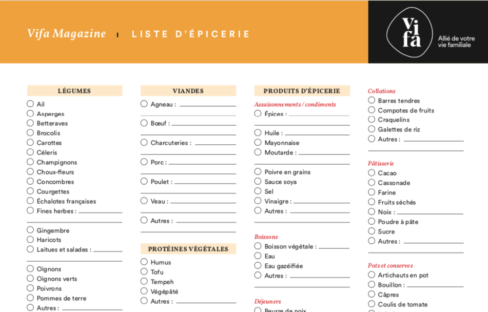 liste epicerie a telecharger
