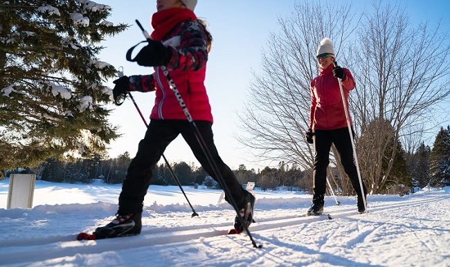 famille en ski de fond, sport hiver