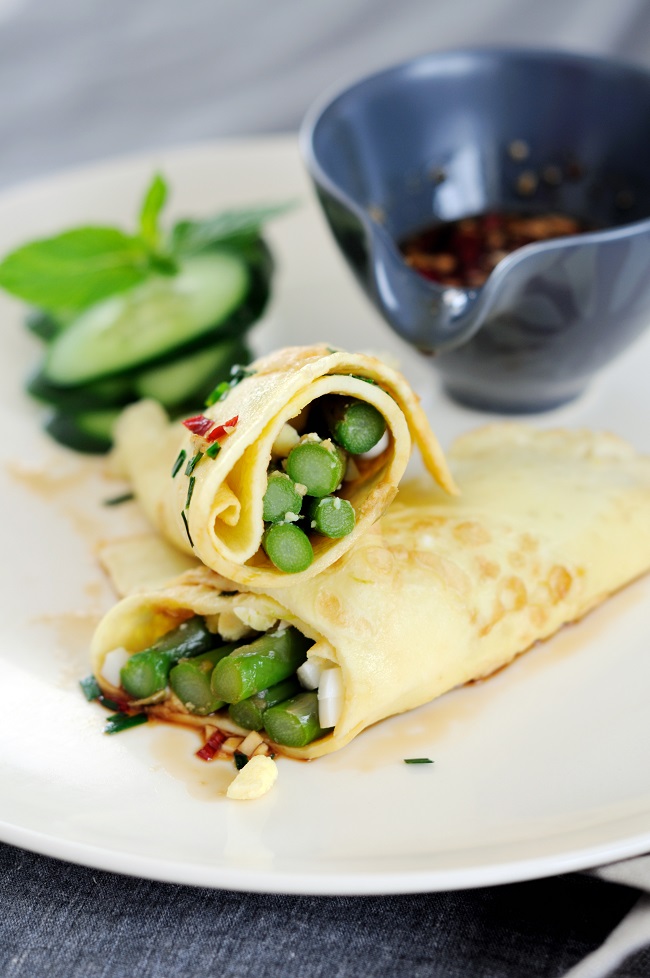 Crêpe farcie au jambon et aux asperges